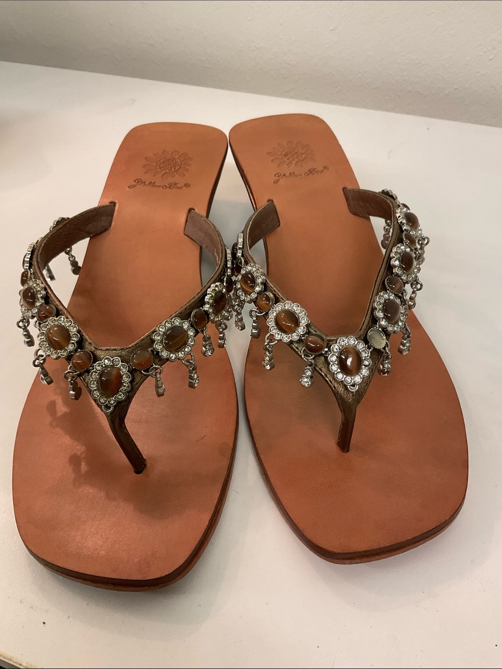 Yellow Box Bronze Thong Sandals Style DASH 6.5